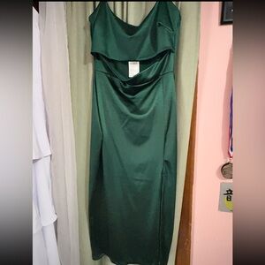 Satin Emerald Green Dress